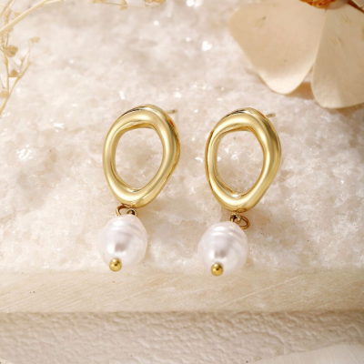 Boucles d oreilles acier inoxydable dore 9