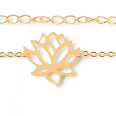 Bracelet doré lotus en acier inoxydable