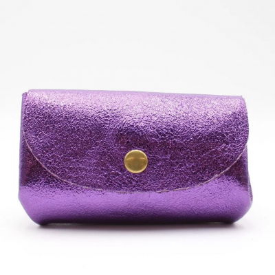 Violet - Porte-monnaie cuir 3 poches