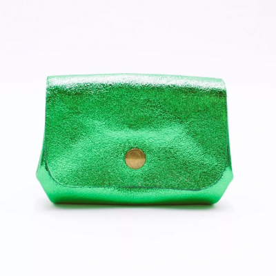 Vert - Porte-monnaie cuir 3 poches