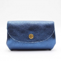 Bleu jean - Porte-monnaie cuir 3 poches