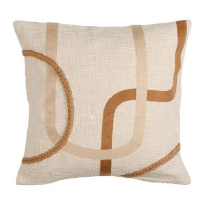 Coussin tresse organic ecru et terracotta 45x45cm 01