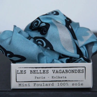 Foulard en soie mini asmar bleu 01