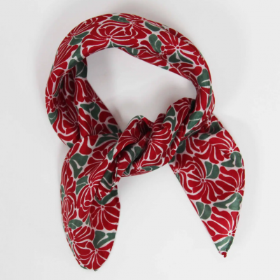 Foulard en soie mini plumeria rouge 01