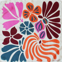 Foulard soie mini flower power gris grey 1