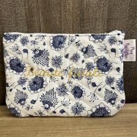 Pochette brodée - Beauté fatale - Bleu / Blanc - Cousu Main