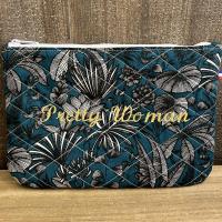 Pochette brodée - Pretty Woman - Bleu Canard - Cousu Main