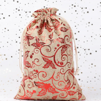 Naturel sac cadeau noel en tissu