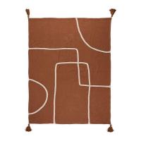 Plaid tressé ORGANIC - Terracotta / Ecru - 170 x 130 cm