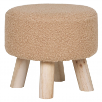 Tabouret bouclette sable et pieds en bois 01