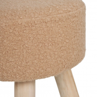 Tabouret bouclette sable et pieds en bois 02