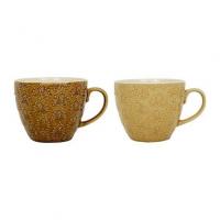 Lot de 2 tasses à déjeuner Brun / Jaune - Grès - 55 cl