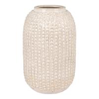 Vase ce ramique beige motifs ronds 01