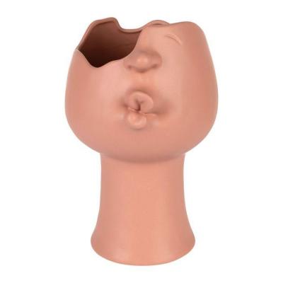 Vase visage femme terracotta en gres 01